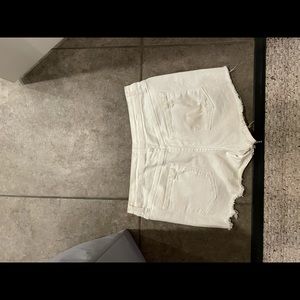 High Waisted White Denim Shorts